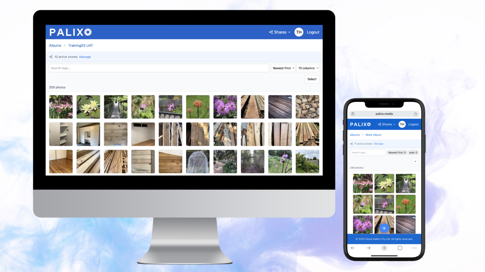Palixo interface on desktop and mobile