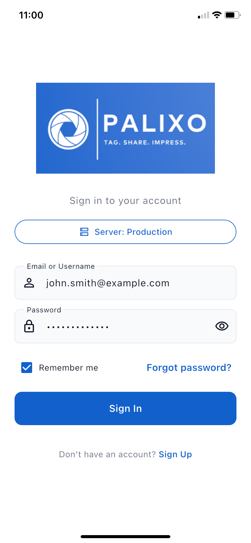 The sign-in screen