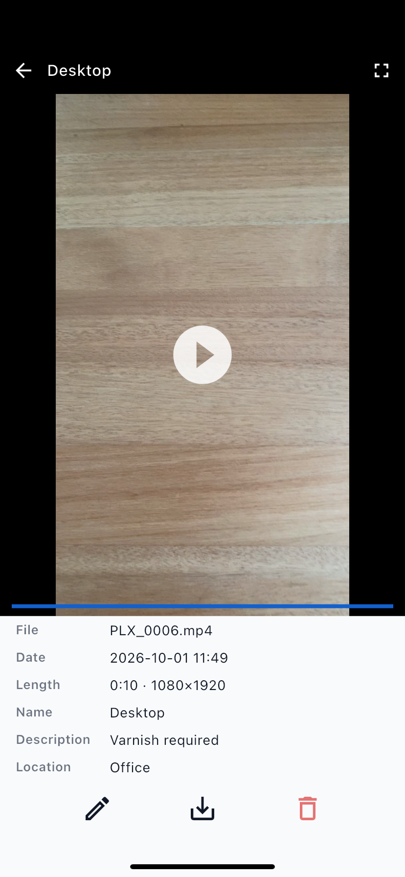 The video page with the player and information panel